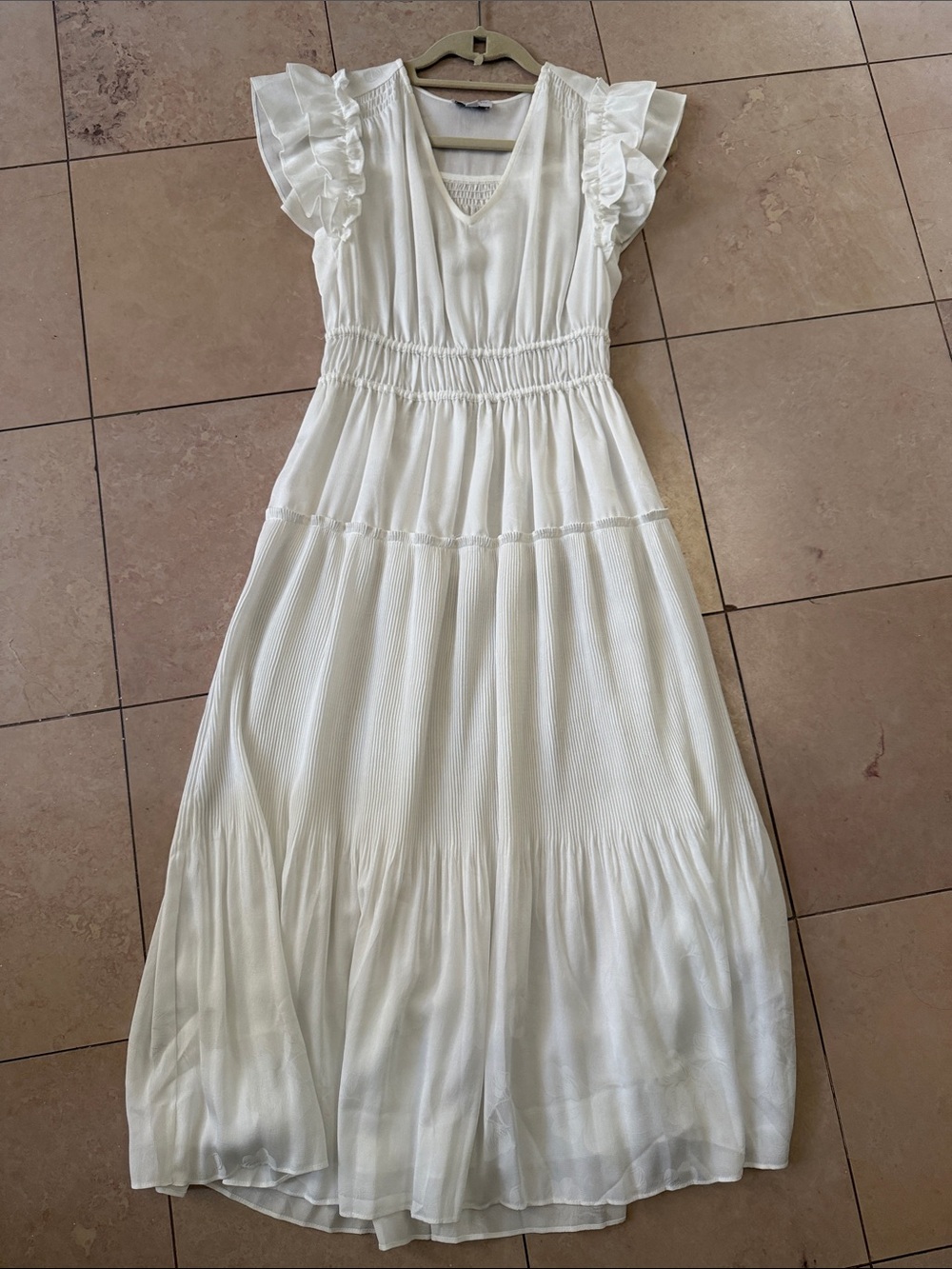 Current Air White Ruffled Maxi Dress